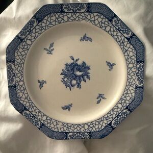 VINTAGE ADAMS "JULIET" BLUE & WHITE OCTAGONAL PLATES (PAIR)